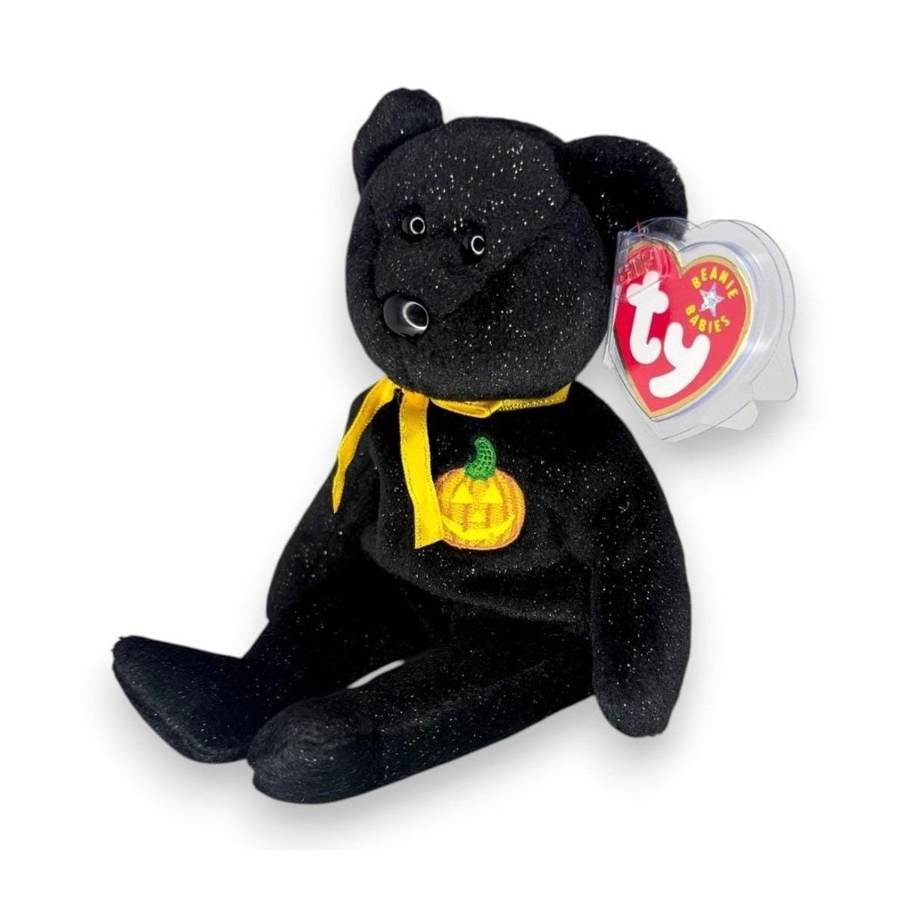 Haunt the Bear Ty Beanie Baby | Pumpkin Charm | Mint Heart Tag